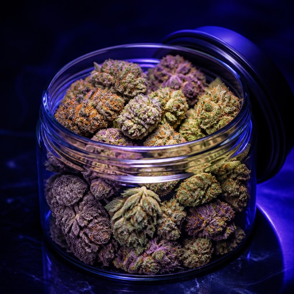 Labor Day Mystery Mix premium THCA flower in a glass jar